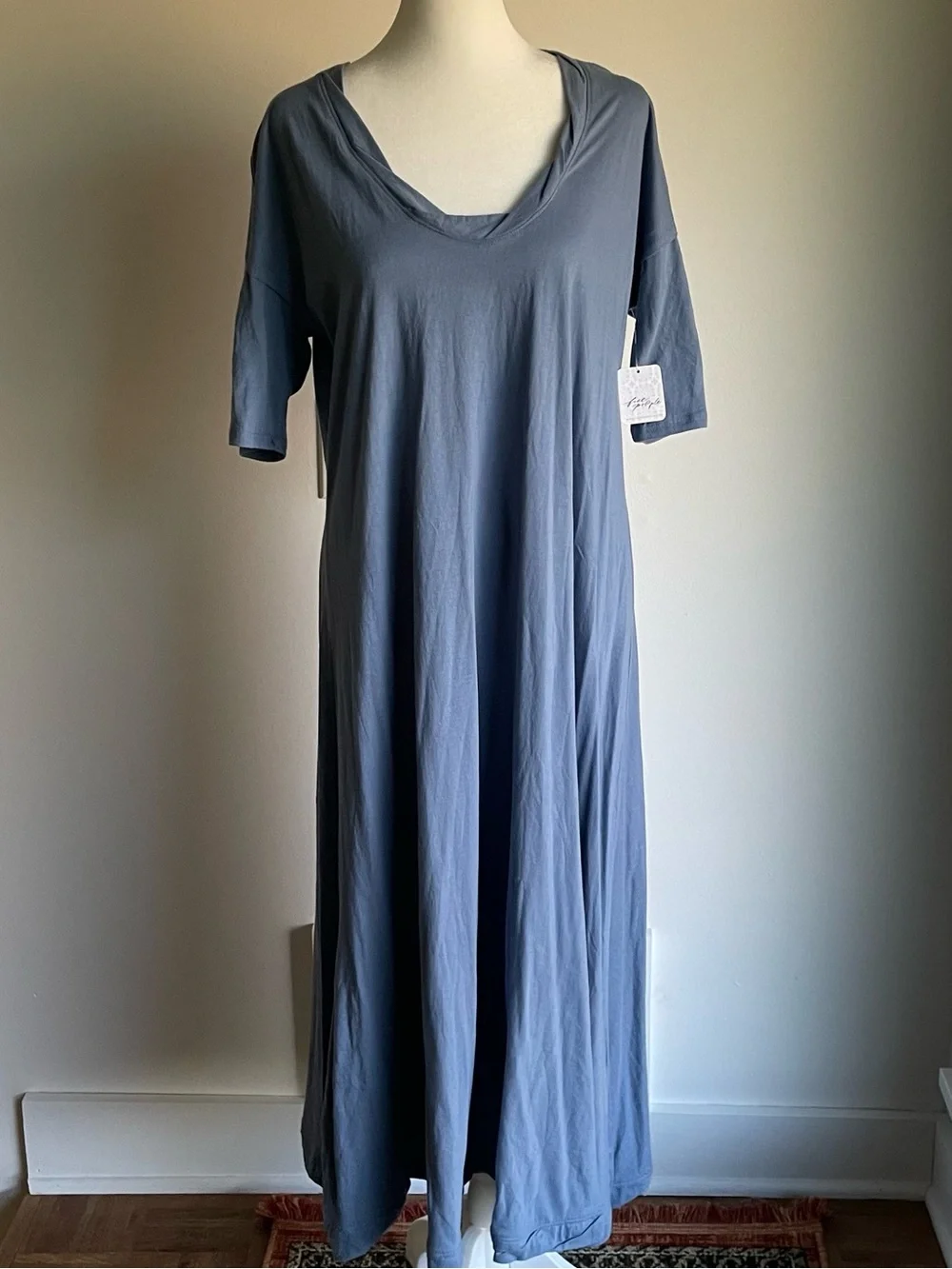NWT Free People FP Beach Montauk Midi Dress Blue Relaxed Boho Oversized S